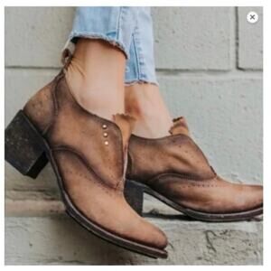 Freebird By Steven Sadie Womens Ankle Booties 9 Brown Distressed Leather Oxford